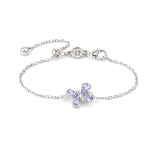 Bracciale Nomination in argento con farfalla di zirconi lilla Regolabile 14-18 cm
