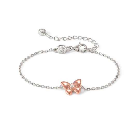 Collana Nomination in argento con farfalla oro rosa e zirconi Regolabile 15-19 cm