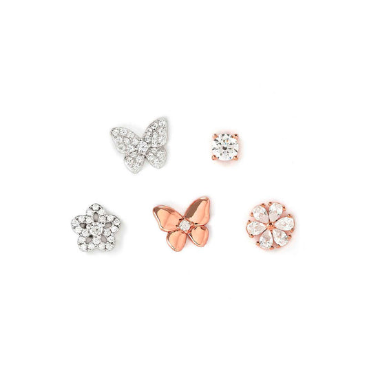 Set orecchini in argento con simboli bicolor e zirconi bianchi MISURA UNICA