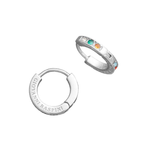 Orecchini cerchio piccolo donna Giovanni Raspini Huggie argento cristalli multicolor 11956-1
