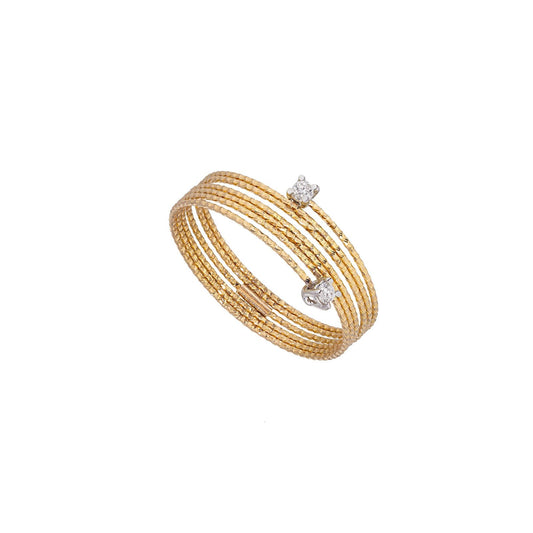 Anello donna MagicWire Perfect filo a spirale in oro giallo due diamanti 0,04ct 14-A-GD-01-1