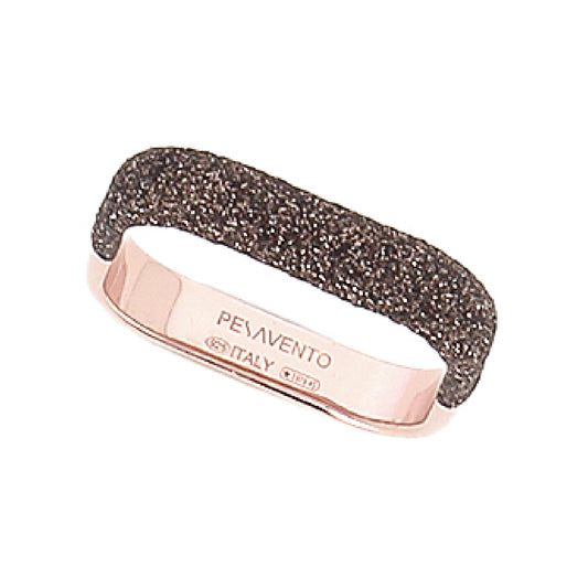 Anello rettangolo Pesavento in argento rosé polvere marrone 14