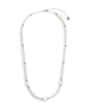 Collana girocollo filo di perle di 4 mm da donna Marlù Nel Mio Cuore in acciaio con tre rose passanti in madreperla 15CN042-W