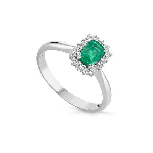 Anello PG Gioielli oro diamante 0,13ct e smeraldo 0,63 ct SU MISURA