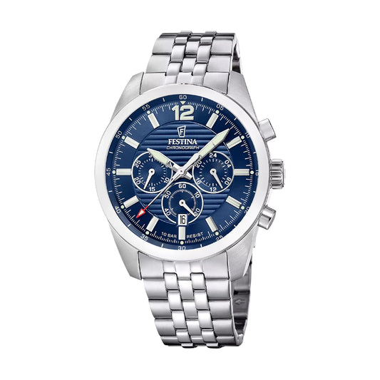 Orologio cronografo Festina uomo acciaio quadrante azzurro MISURA UNICA