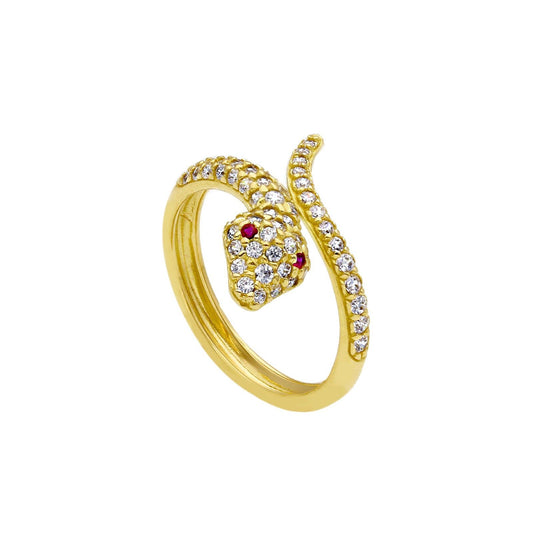 Anello donna JOY Gioielli in oro giallo a forma di serpente con zirconi bianchi e rossi 211599-1
