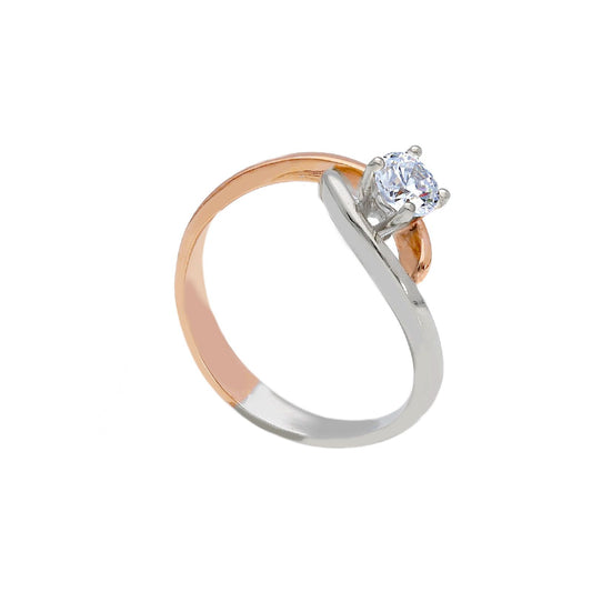Anello solitario donna JOY Gioielli in oro bianco e rosé con zircone 220965-1