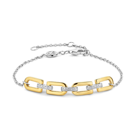 Bracciale catena donna TI SENTO Milano in argento dorato maglie e zirconi 23032ZY-1