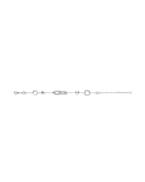 Bracciale catena da donna della collezione TI SENTO Milano in argento 925 con maglie ovali, perla e zirconi 23033ZI