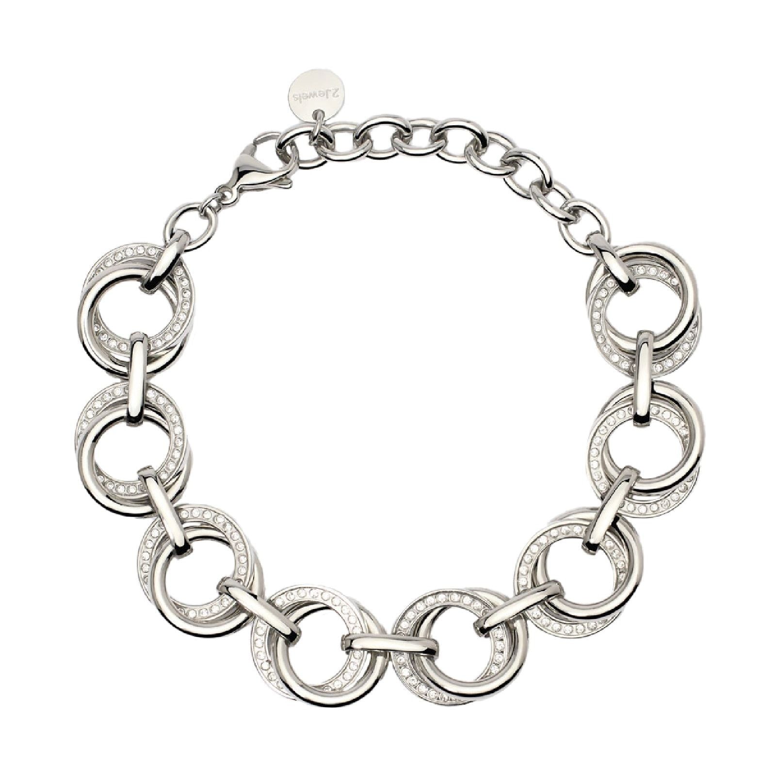Bracciale donna 2Jewels Milano in acciaio cerchi intrecciati con cristalli