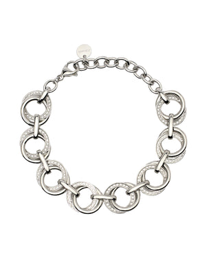 Bracciale catena da donna 2Jewels Milano in acciaio con maglie a cerchi intrecciati con cristalli 232491