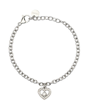 Bracciale catena da donna 2Jewels To Be Loved in acciaio con ciondolo a forma di cuore con cristalli 232493