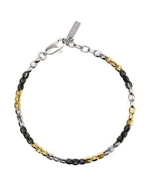 Bracciale catena da uomo 2Jewels Blockchain in acciaio dorato e nero con catena a maglia marina 232509