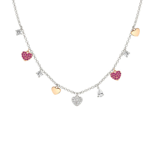 Collana donna Nomination Lucentissima in argento con pendenti e cuori in cubic zirconia bianchi e rossi 240703-002-1