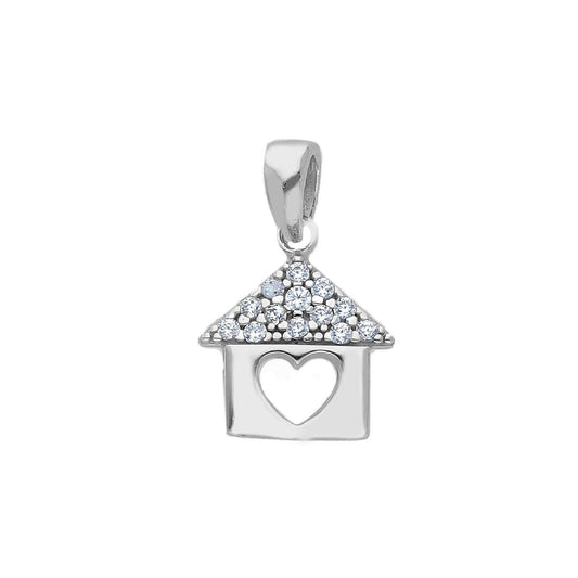 Ciondolo da donna JOY Gioielli Oro in oro bianco casa con cuore e zirconi 250009-1