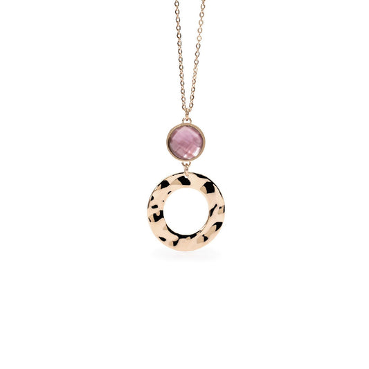 Collana donna 2Jewels Dune acciaio rosé con glass viola, madreperla e cerchio 251939-1