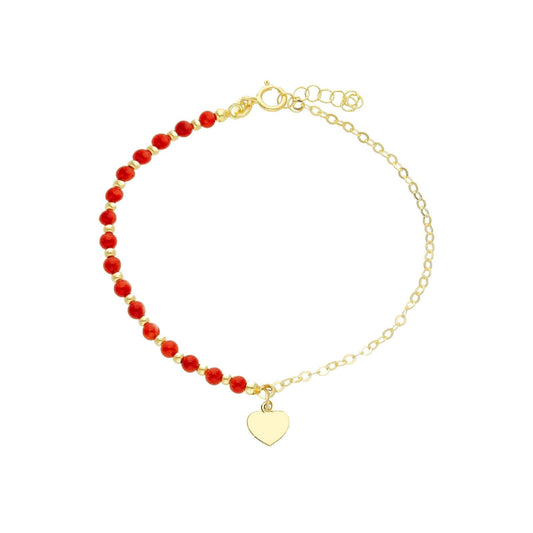 Bracciale donna JOY Gioielli in oro giallo con sfere corallo e cuore 252809-1