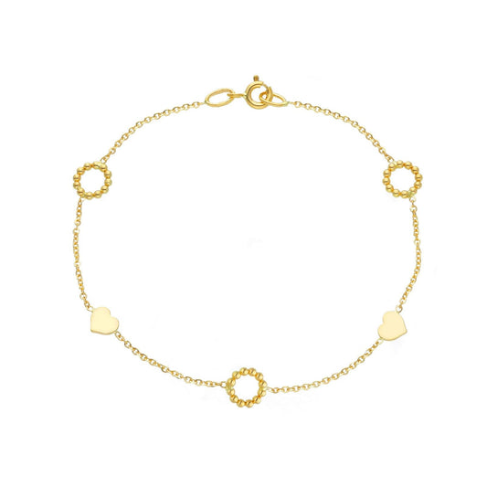 Bracciale donna JOY Gioielli in oro giallo con cerchi e cuori 253535-1