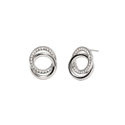 Orecchini lobo donna 2Jewels Milano in acciaio con due cerchi e cristalli 261444-1