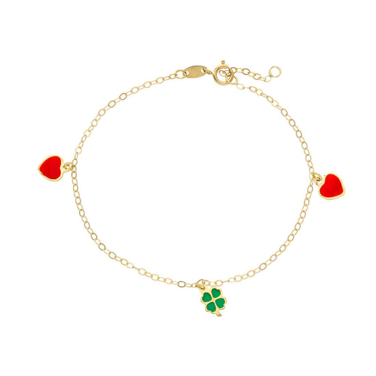 Bracciale bambina JOY Gioielli Oro in oro giallo con cuore e quadrifoglio 266301-1
