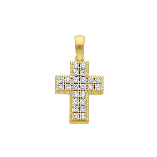 Ciondolo donna JOY Gioielli in oro giallo a croce con pavé di zirconi 270603-1