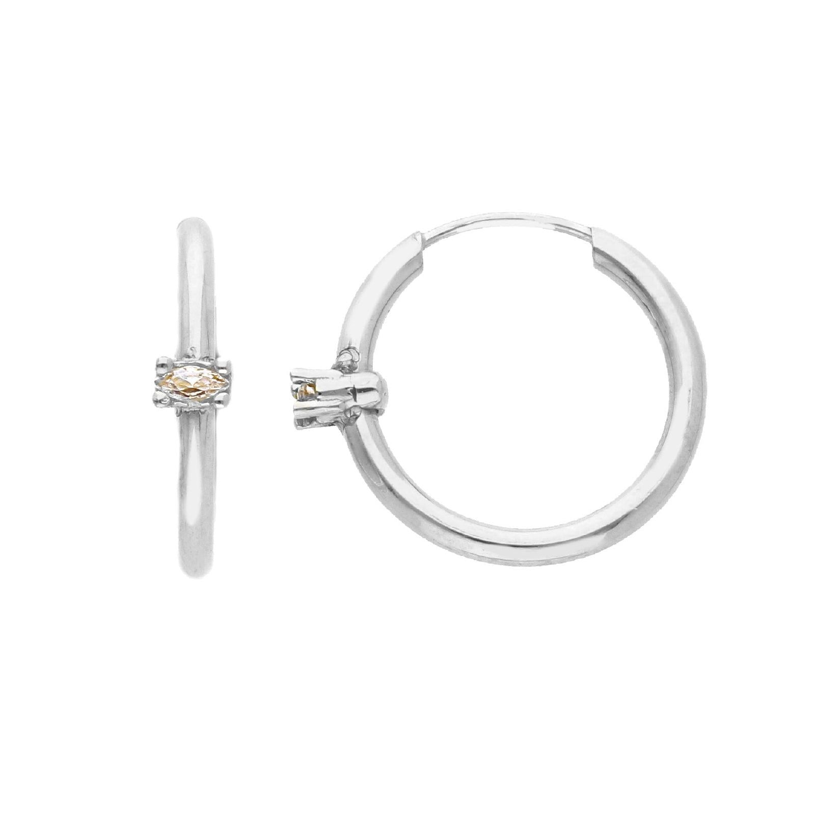 Orecchini Ovali Orecchini Oro Bianco E Zirconi Orecchini Cerchio