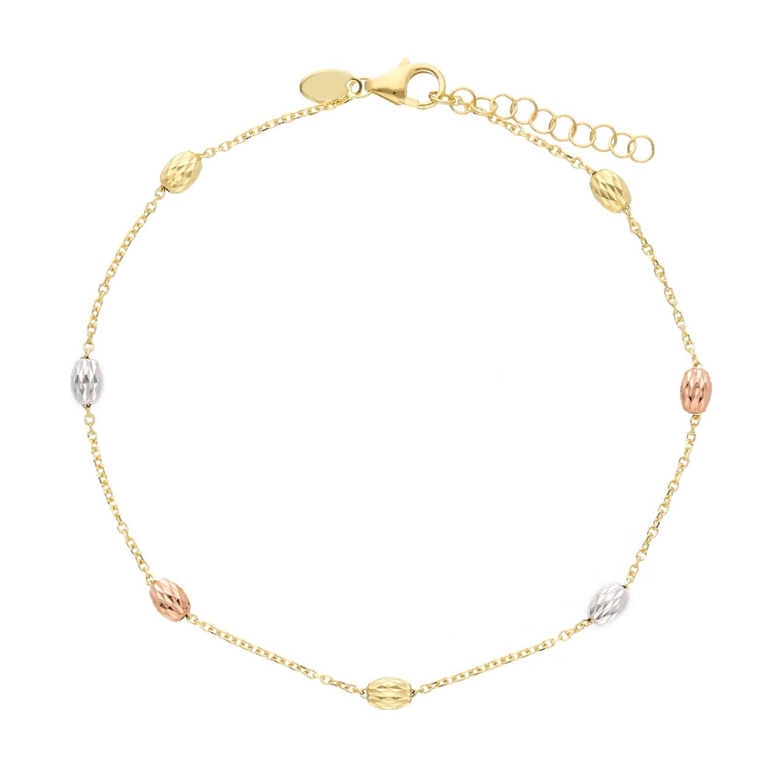 Bracciale donna JOY Gioielli in oro rosa, giallo e bianco beads ovali 276123-1