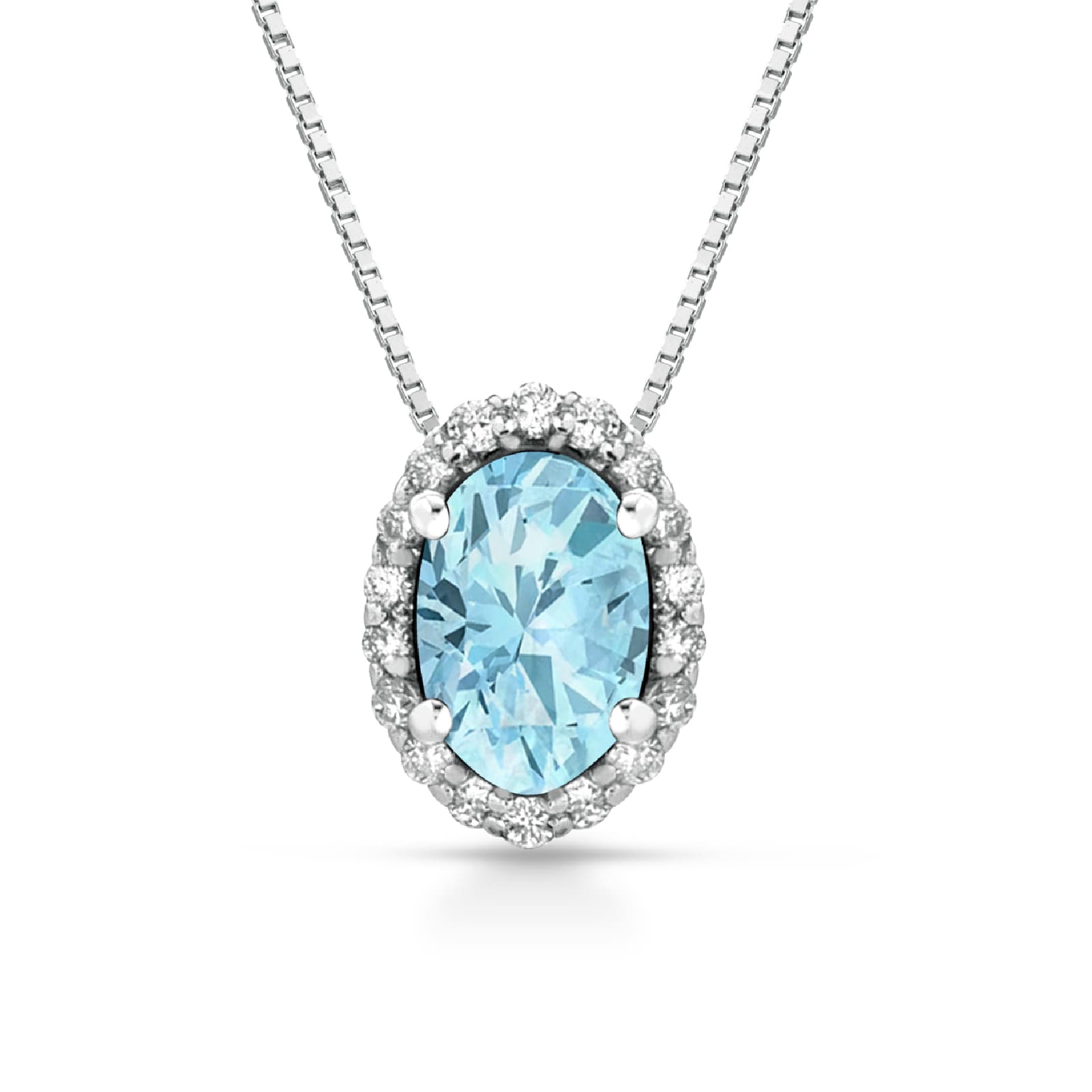 Collana PG Gioielli oro diamante 0,06ct acquamarina 0,36ct MISURA UNICA