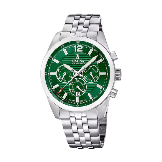 Orologio cronografo Festina da uomo acciaio quadrante verde MISURA UNICA