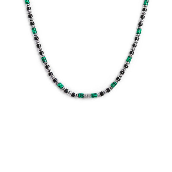 Collana da uomo Marlù Icons in acciaio con pietre di malachite, onice ed ematite 30CO0002-1