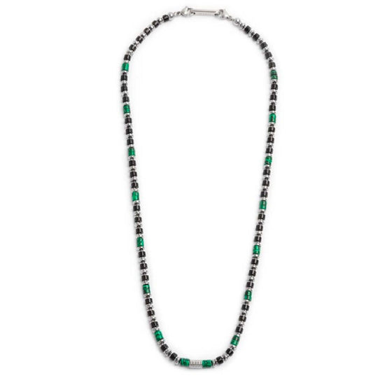 Collana da uomo Marlù Icons in acciaio con pietre di malachite, onice ed ematite 30CO0002-2
