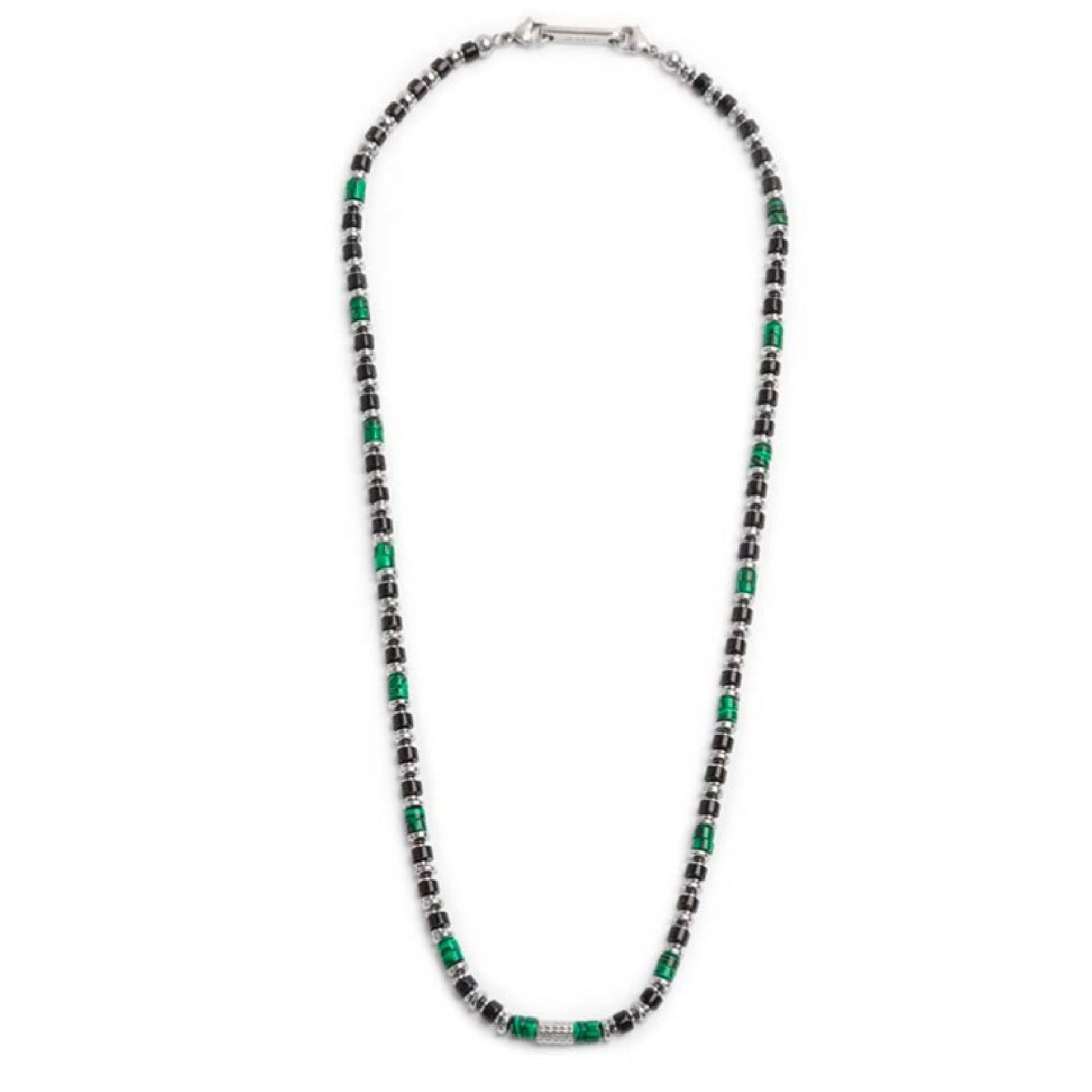 Collana da uomo Marlù Icons in acciaio con pietre di malachite, onice ed ematite 30CO0002-2