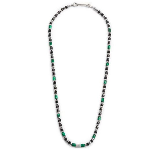 Collana da uomo Marlù Icons in acciaio con pietre di malachite, onice ed ematite 30CO0002-2
