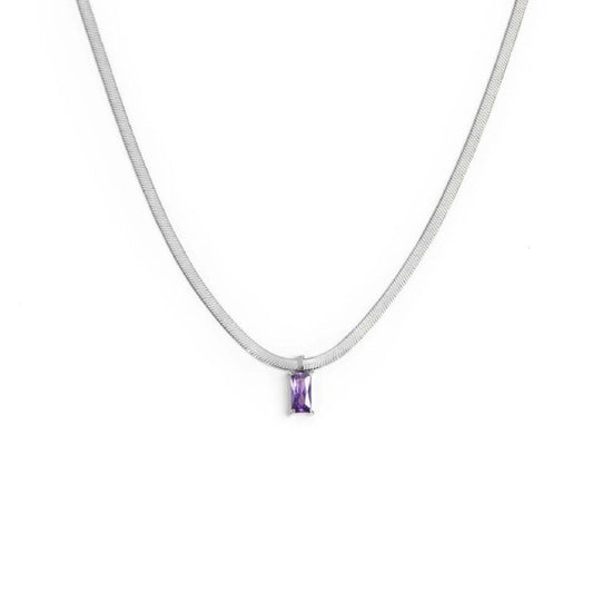 Collana snake donna Marlù Sparkles in acciaio con zircone viola taglio baguette 31CN0001-P-1