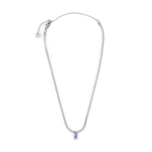 Collana snake donna Marlù Sparkles in acciaio con zircone viola taglio baguette 31CN0001-P