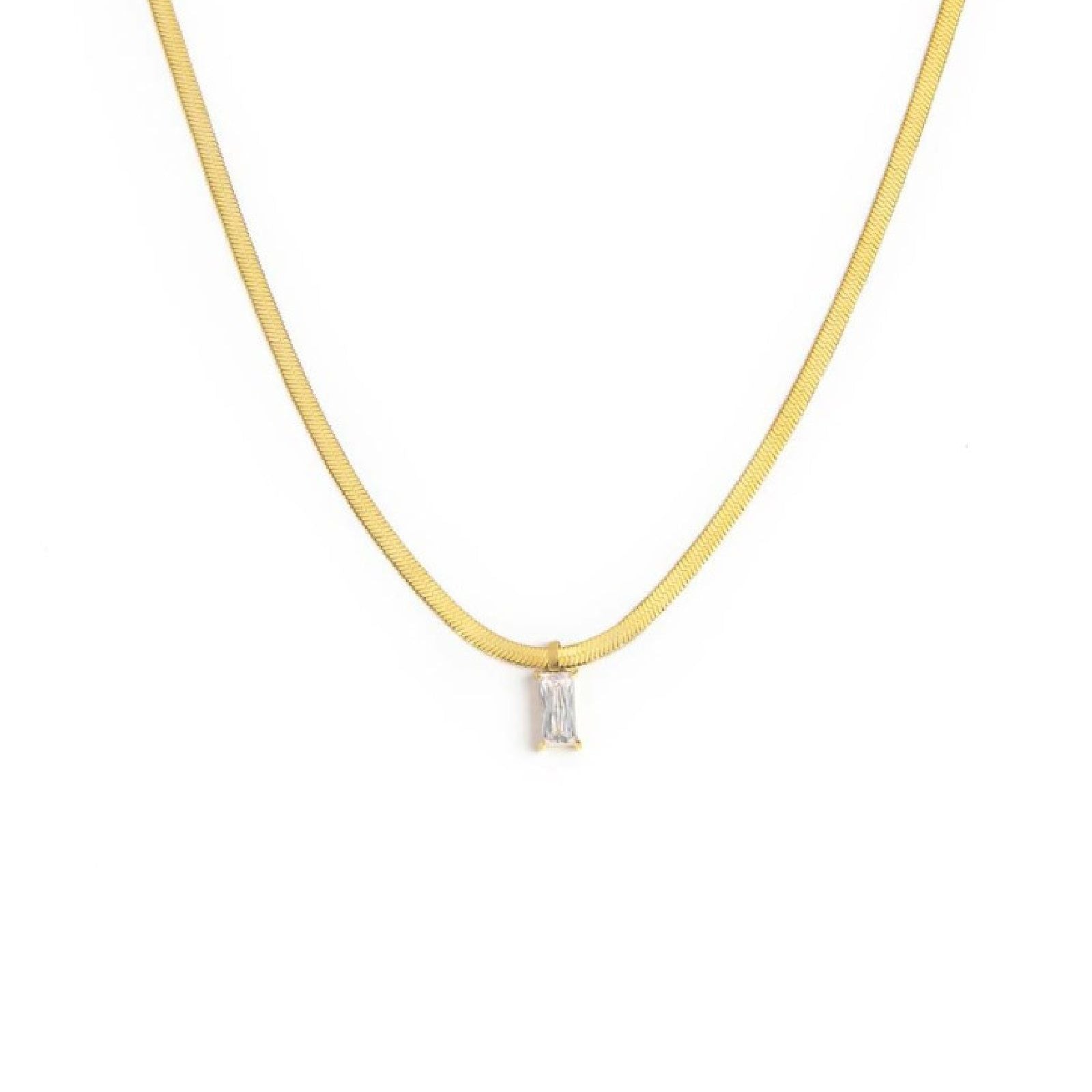 Collana Donna Marlù Sparkles – Acciaio Silver Snake Con Zircone Azzurro, 34-44 Cm