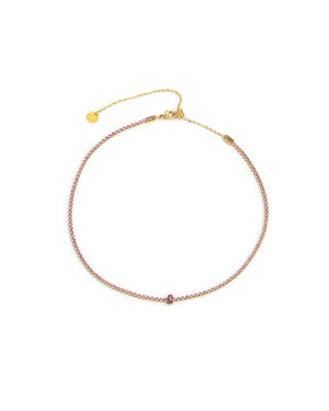 Collana tennis choker Marlù Sparkles da donna in acciaio con pvd oro con zirconi color rosa di 2 mm 31CN0002G-LF