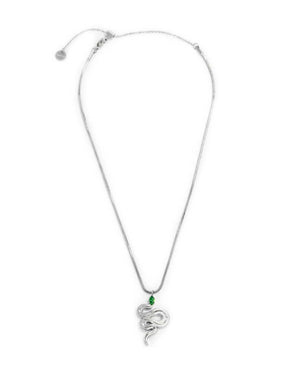 Collana catena snake quadrata da donna della collezione Marlù Vision in acciaio inossidabile 316L con serpente pendente e zircone verde 33CN0018-V