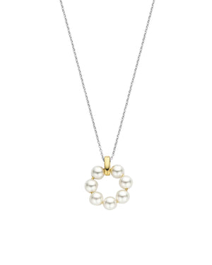 Collana girocollo da donna della collezione TI SENTO Milano in argento 925 dorato e ciondolo tondo con perle 34036YP/42