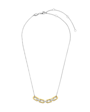 Collana girocollo da donna TI SENTO Milano in argento 925 dorato con quattro maglie rettangolari e zirconi 34044ZY/42
