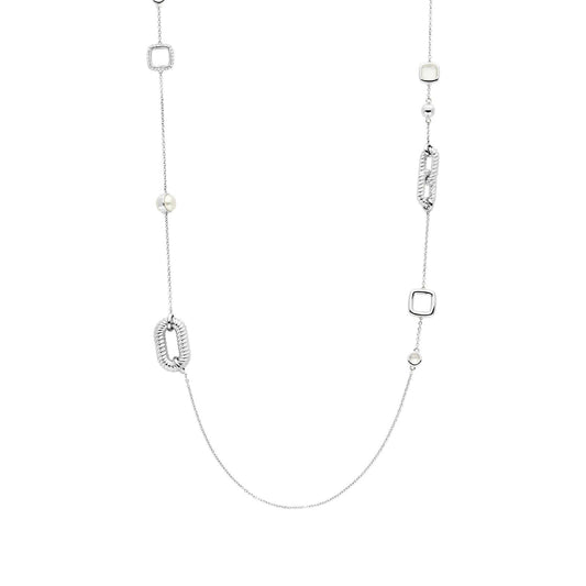 Collana donna TI SENTO Milano in argento maglie ovali e perle 34045ZI-80-1