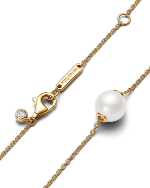 Collana girocollo da donna Pandora Timeless in lega metallica dorata con una perla d'acqua dolce passante 363167C01-45