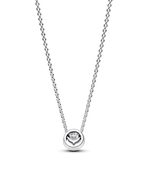 Collana girocollo da donna Pandora Timeless in argento sterling 925 con uno zircone al centro e un pavé circolare 391174C01-45