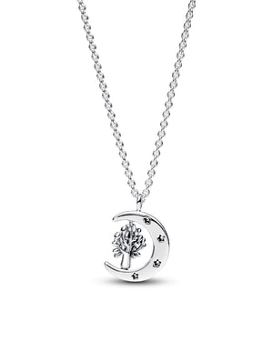 Collana con pendente Pandora Moments da donna in Argento Sterling 925 con luna e albero della vita impreziositi da zirconi 392992C01-50