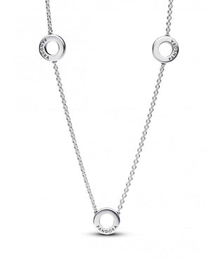 Collana girocollo da donna Pandora Signature in argento sterling 925 con tre cerchi con pavé di zirconi 393162C01-50