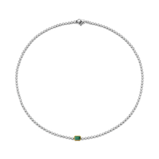 Collana TI SENTO Milano in argento con zircone verde centrale MISURA UNICA