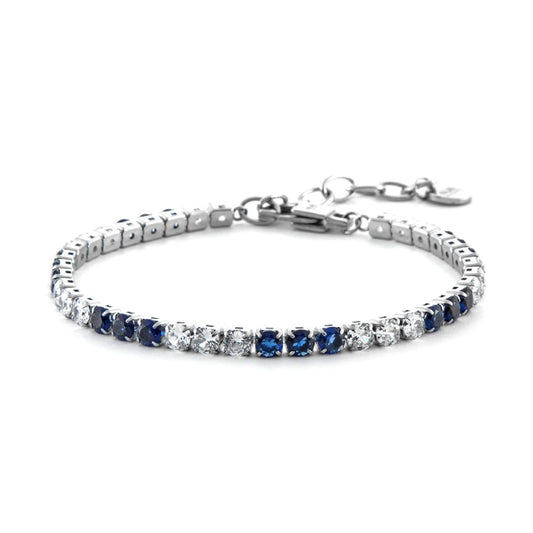 Bracciale tennis uomo 4US Cesare Paciotti in acciaio 3 zirconi blu e 3 bianchi di 4mm 4UBR6356-1