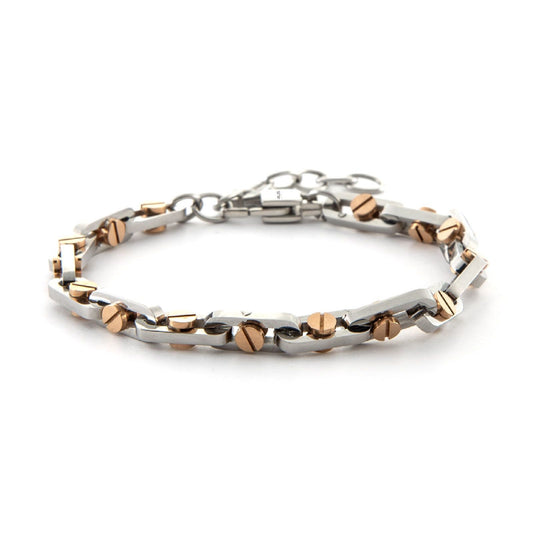 Bracciale uomo 4US Cesare Paciotti in acciaio argento e oro rosa 4UBR6424-1