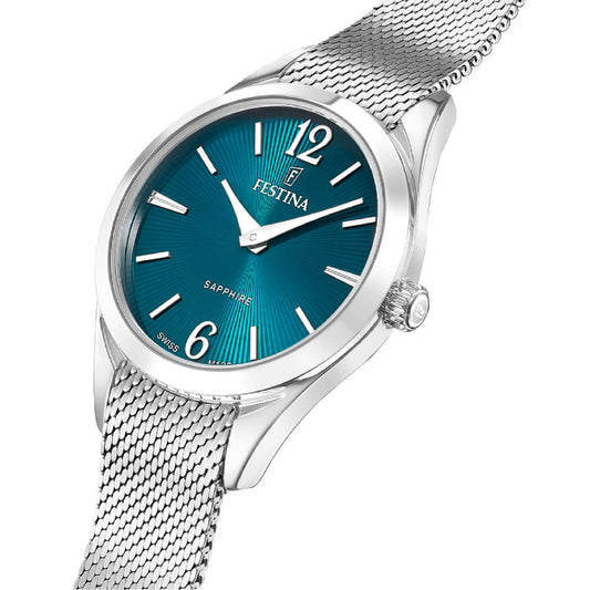 Orologio Festina acciaio a maglia mesh con quadrante verde MISURA UNICA