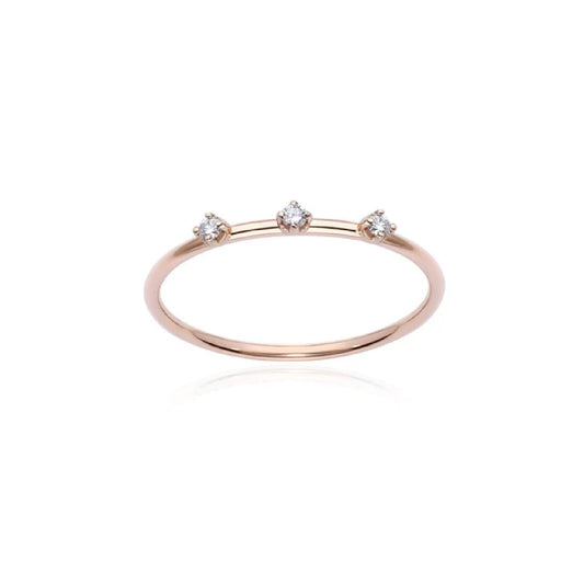 Anello trilogy Burato Solitaire donna oro rosa tre diamanti 0,06ct 12